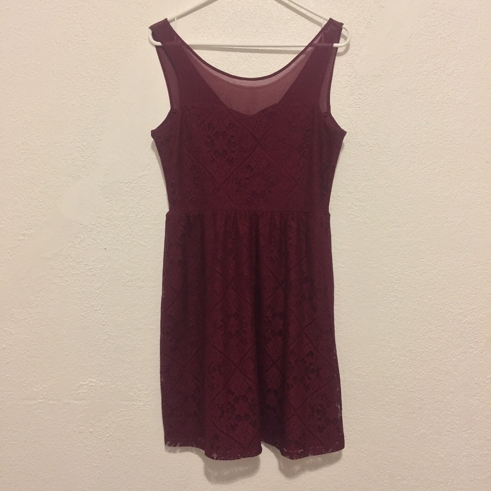 Bobeau Burgundy Red Lace Dress